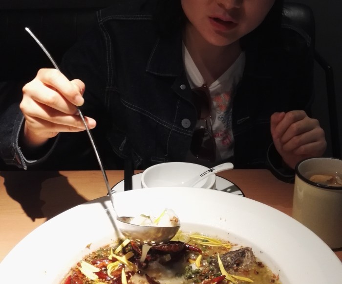 Eating Chinese hotpot